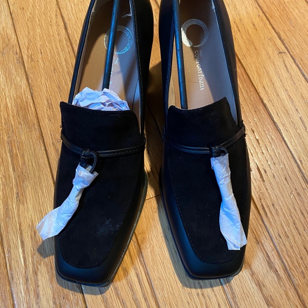 Black loafers with 2.5 inch heel brand new
